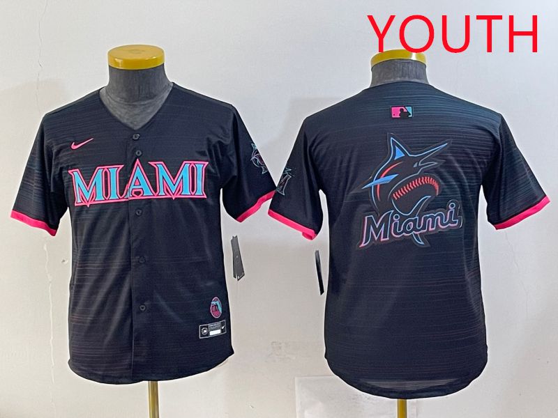 Youth 2025 Miami Marlins Blank Black Joint Name Nike MLB Jersey style 2->youth mlb jersey->Youth Jersey